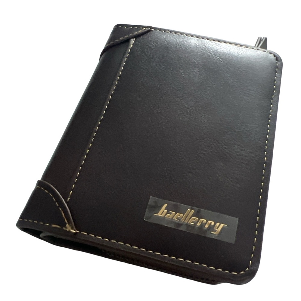 50% OFF Men Wallet PU Leather Dark Brown